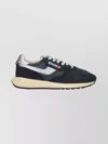 Autry Reelwind Low Cracked-leather Trimmed Suede And Shell Sneakers In Black