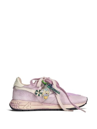 Autry Reelwind Low Sneakers Textured Panels Charm In Pink