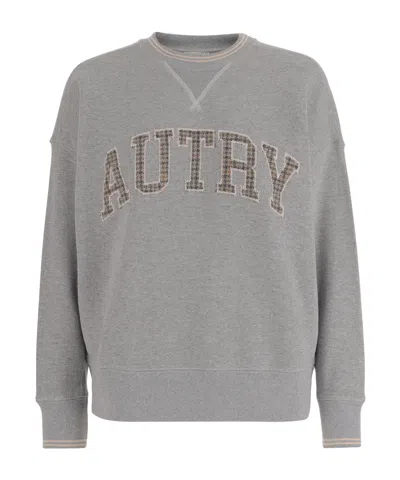 AUTRY CHECK-PATTERN EMBROIDERED SWEATSHIRT