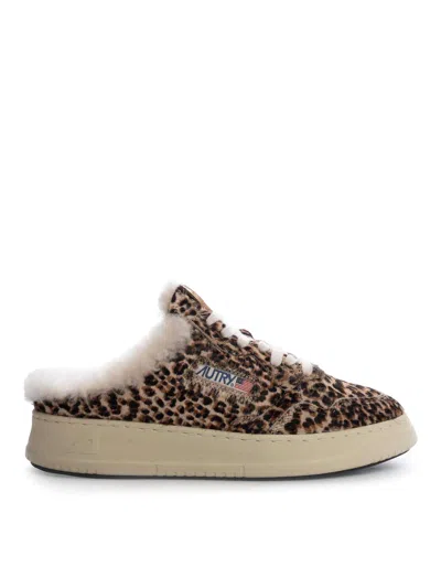 Autry Mule Sneakers In Animalier Pony Skin In Multi