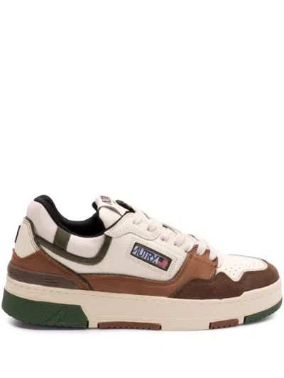 Autry Chocolate Brown Lace-up Sneakers In White