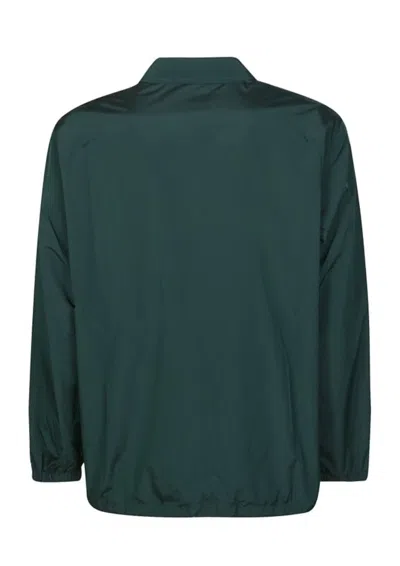 Autry Classic Collar Button-up Jacket With Ribbed Hems In Green