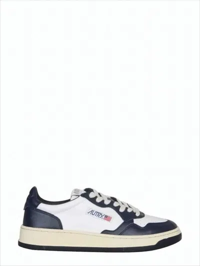 Autry Classic Low-top Sneakers With Navy Overlays In White