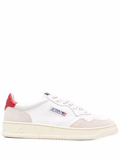 Autry Classic Low-top Sneakers With Textured Panels And Contrasting Heel Tab In Neutral