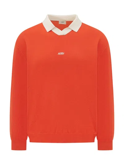 Autry Classic Polo With Iconic Logo In Cotton Chocineal