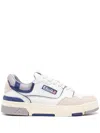 Autry White Low Top Sneakers With Blue Details And Logo Patch In Mult/mat Tw Blue/blue