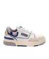Autry White Blue Lace Up Sneakers In White