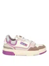 Autry Clc Low Sneakers In Leather Color Suede And Fabric In Multicolour