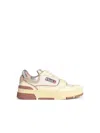 Autry Clc Low Leat Lam Wht Rose Sneakers In Pink