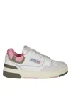 Autry Clc Low Low-top Sneaker With Olive Green And Pink Accents In Multi
