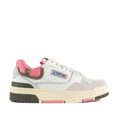 AUTRY AUTRY CLC LOW SNEAKERS IN LEATHER AND SUEDE COLOR WHITE AND GERANIUM