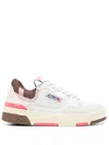 AUTRY CLC LOW SNEAKERS IN WHITE, BROWN AND PINK LEATHER