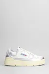 Autry Silver And White Low Top Sneakers With Logo Patch In White