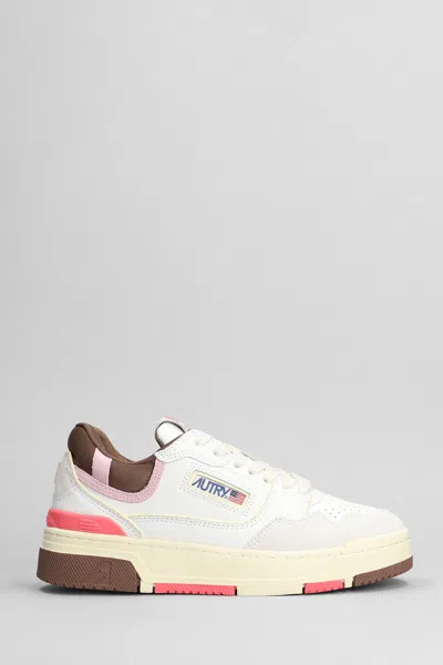 Autry Clc Low Sneakers In White Suede And Leather