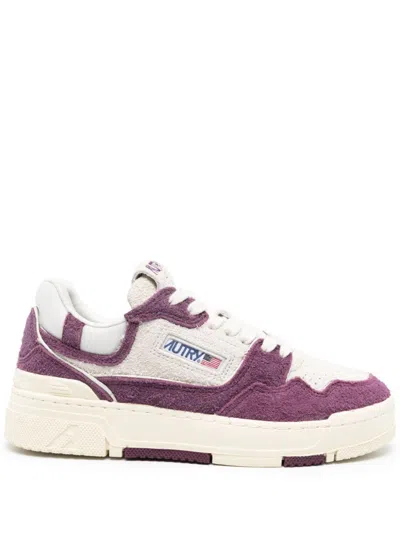 Autry Medalist Low Sneakers In Washed Goat Leather And Suede In Purple