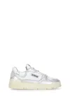 Autry Silver And White Low Top Sneakers With Logo Patch In Metallic Leather Woman In Silver