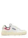 Autry Low-top Leather Sneakers With Fuchsia Suede Inserts In White