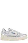 Autry Silver And White Low Top Sneakers With Logo Patch In Metallic Leather Woman In White