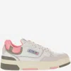 Autry Clc Low Sneakers In Leather And Suede Color White And Geranium In Bianco+rosa