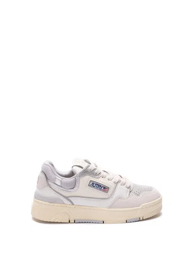 Autry Clc Sneakers In White And Grey Leather