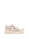 Autry Platinum Leather And Suede Low Top Sneakers In White