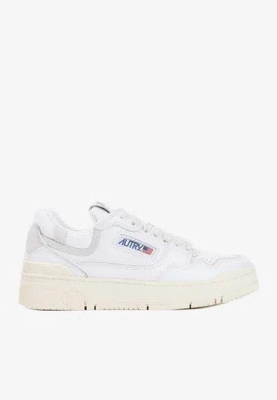Autry White Clc Leather Sneakers In Multicolor