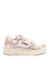 Autry Platinum Leather And Suede Low Top Sneakers In White