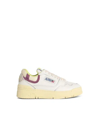 Autry 'clc Low' White Lear Blend Sneakers In Multi