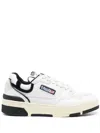 Autry White Low Top Sneakers With Black Details And Logo Patch In Leather And Suede Man In Mult/mat Wht/blk