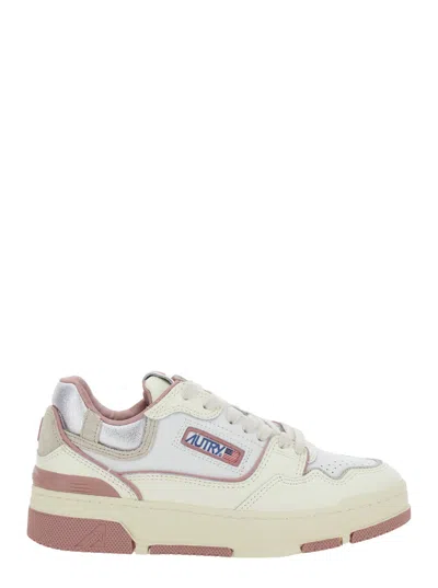 AUTRY CLC PINK LOW TOP SNEAKERS WITH LOGO PATCH IN LEATHER WOMAN