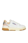 Autry Clc Leather Sneakers In White  Silver & Candging