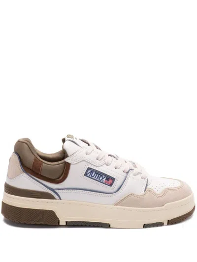 AUTRY CLC SNEAKERS IN WHITE CALF LEATHER AND BROWN WITH BEIGE SUEDE