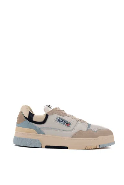 Autry Clc Sneakers In White/light Blue Leather And Suede In Wht/blue/yllw/sand