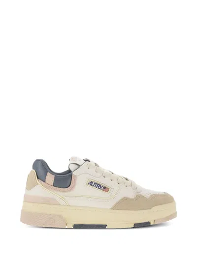 Autry Sneakers Clc Low Leather And Suede Color White And Peach Whip In Multi