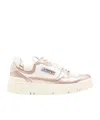 Autry Platinum Leather And Suede Low Top Sneakers In White