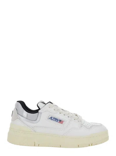 Autry Clc White Low Top Sneakers With Logo Patch In Leather Woman