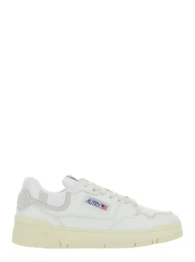 Autry 'clc' White Low Top Sneakers With Logo Patch On Tongue And Side