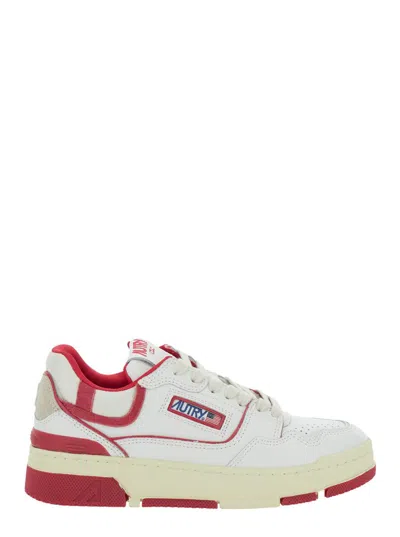 AUTRY 'CLC' WHITE SNEAKERS WITH LOGO PATCH ON THE TONGUE AND LOGO PRINT ON THE HEEL IN LEATHER BLEND WOMAN