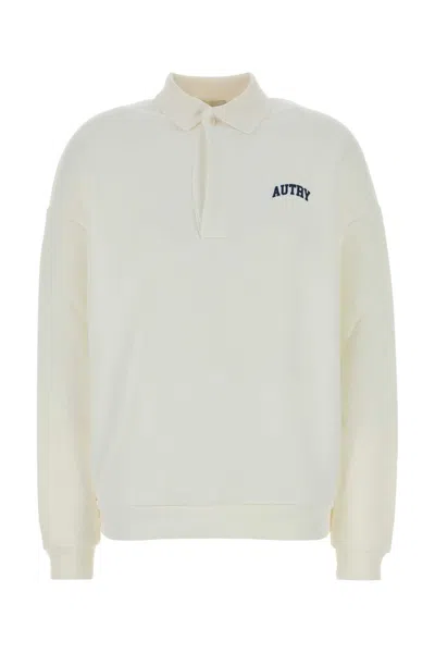 Autry Unisex Cotton Polo Sweatshirt With Logo In Neutral