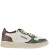 Autry Medalist Low Super Vintage Sneakers In White Pine Grove Leather And Rum Raisin In Animal Print