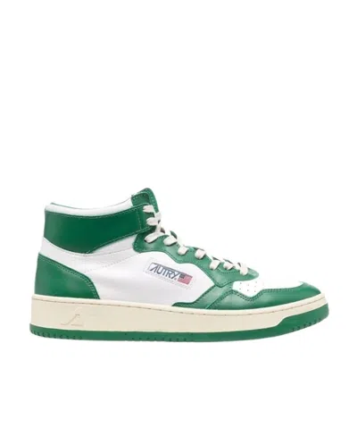 Autry Colourblock Hight-top Lace-up Sneakers In Green