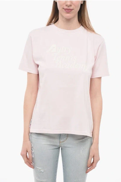 Autry Contrasting Printed Tennis Academy Crew-neck T-shirt In Pink