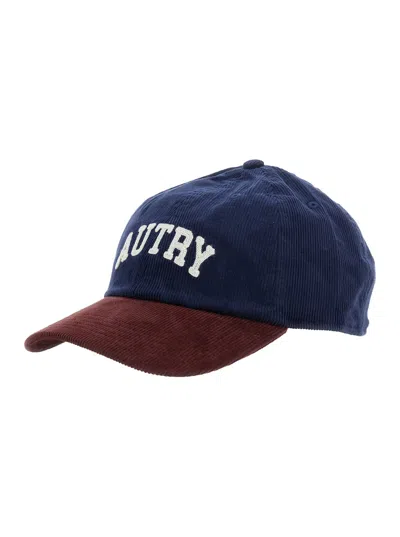 AUTRY BLUE BASEBALL CAP WITH LOGO LETTERING ON THE FRONT IN VELVET MAN
