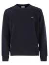 Autry Blue Crewneck Sweater With Logo Embroidered On The Front In Cotton Man