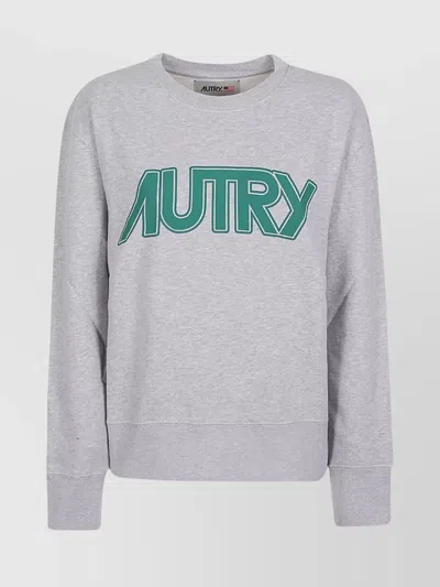 Autry Cotton Crew Neck Sweatshirt In Gray