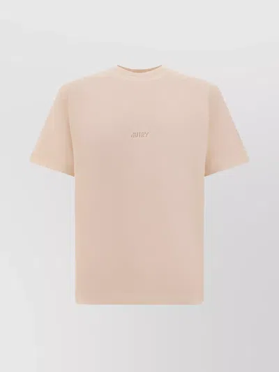 Autry Cotton Crew Neck T-shirt With Straight Hem In Pink