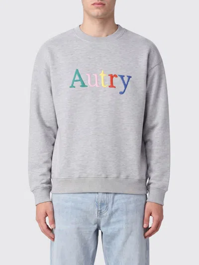 Autry Cotton Crewneck Jumper With Contrast Logo And Dropped Shoulders In Multi