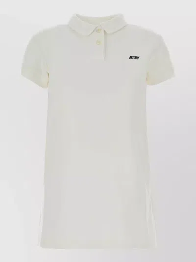Autry Cotton Dress Polo Collar Short Sleeves In Neutral