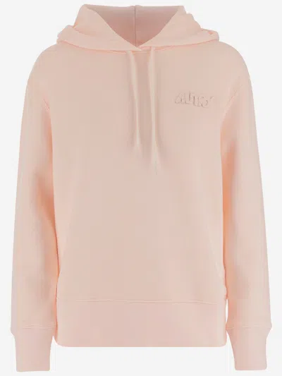 Autry Cotton Hooded Sweatshirt In Pink