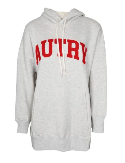 Autry Cotton Hoodie Sweatshirt With Logo In Grey